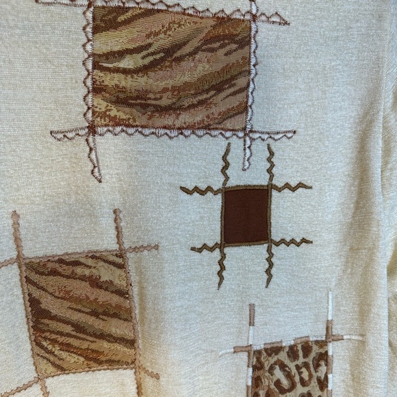 Alex Kim Cream Brown Animal Print PatchWork Front Button Oversized Jacket Size S - Picture 5 of 9
